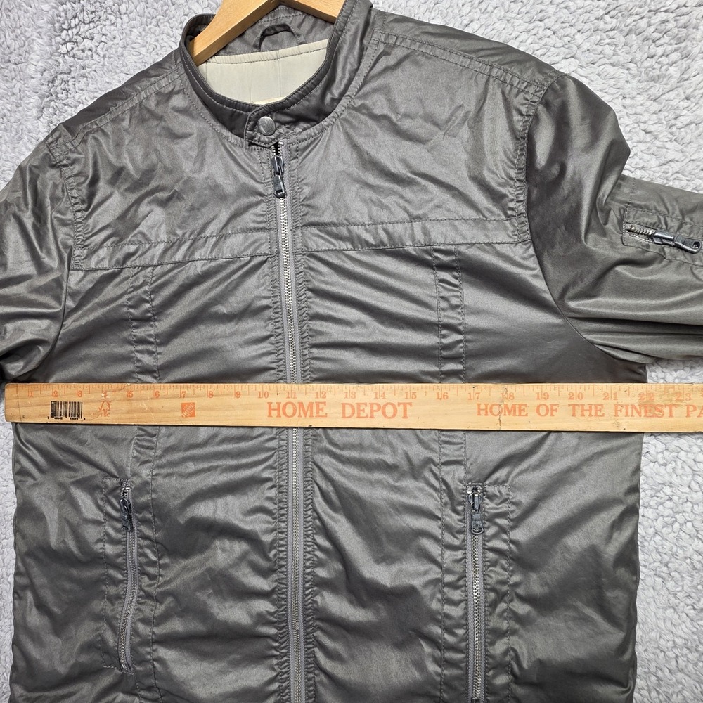 John Varvatos Collection Men Gray Racer Jacket Zip Front Windbreaker Size Medium - Picture 8 of 14